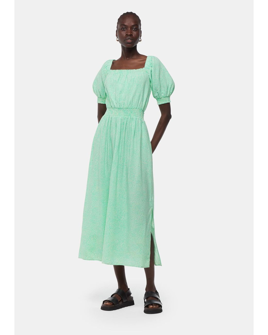 Whistles Green Scribble Check Dress