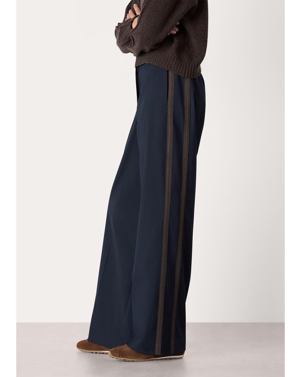 Whistles Blue Side Stripe Tailored Trouser