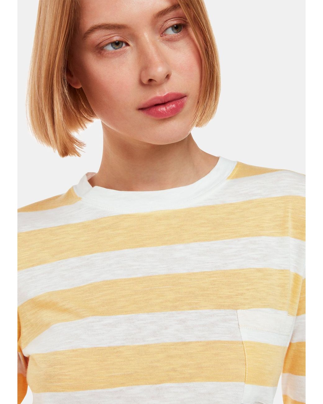 Whistles White Stripe Crew Neck Pocket Top