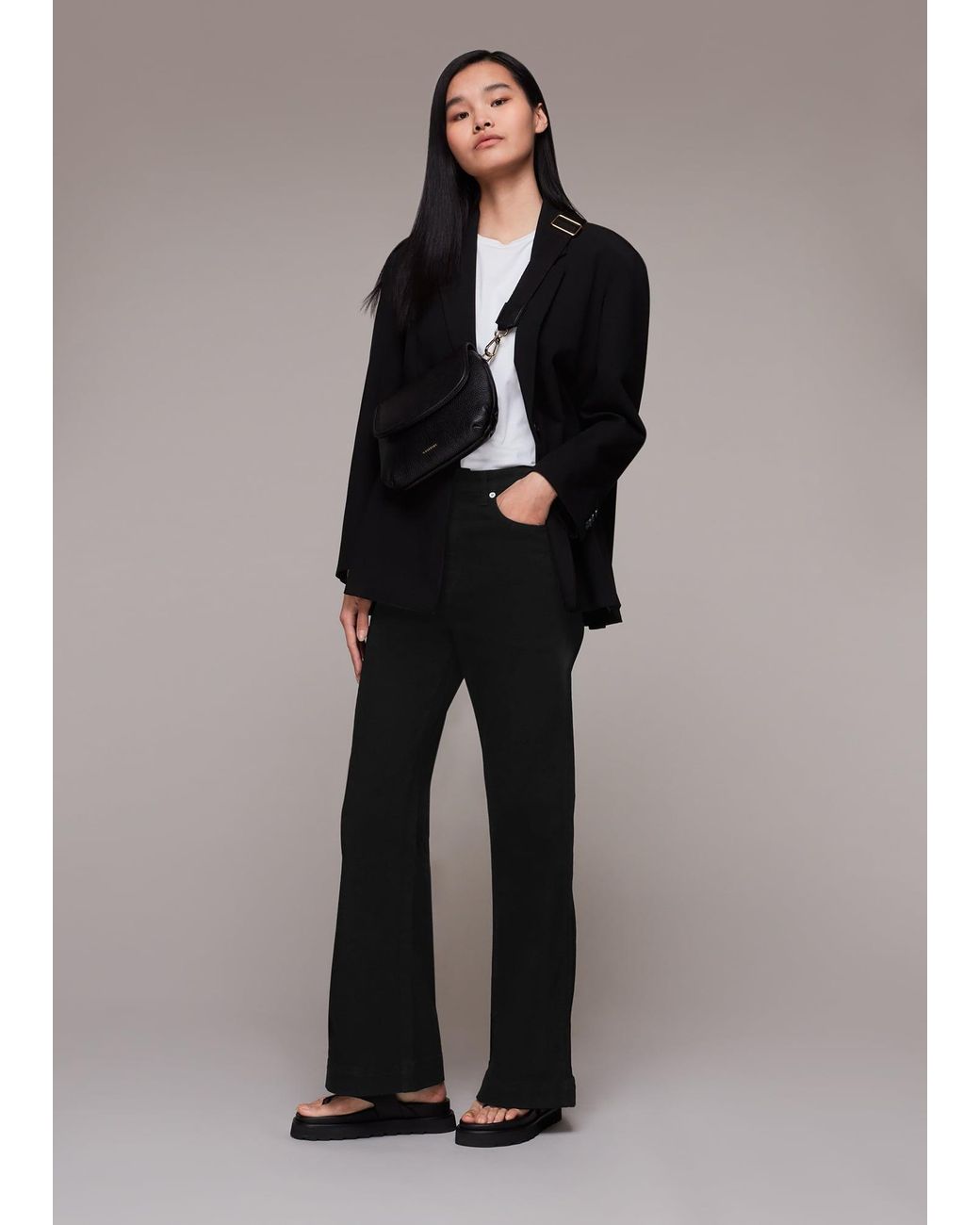 Whistles Black Lucy Stretch Flared Jean