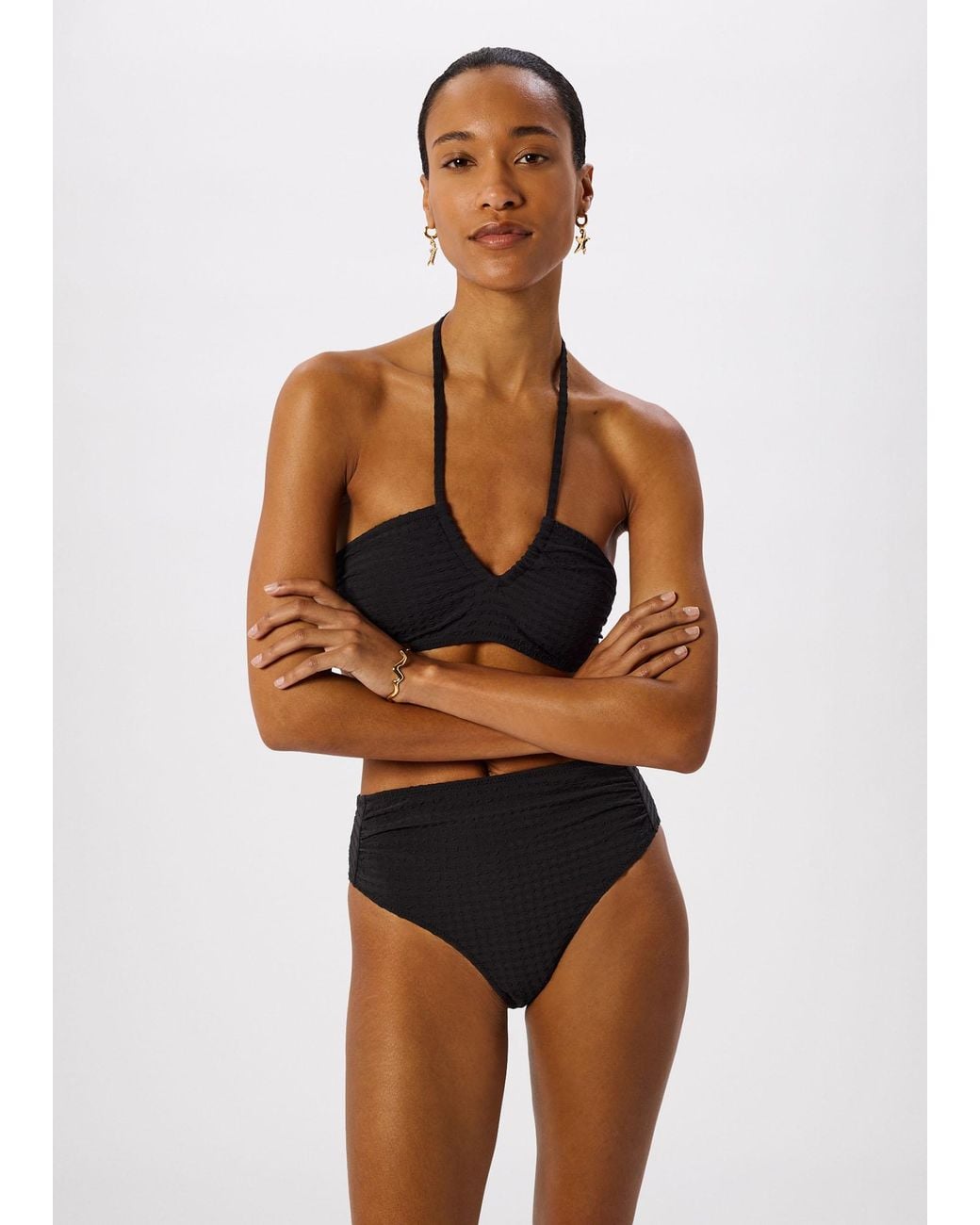 Whistles White Textured Gingham Bikini Bottom