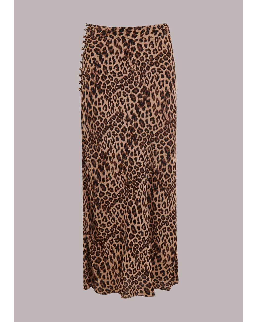 Whistles Brown Jungle Cheetah Button Skirt