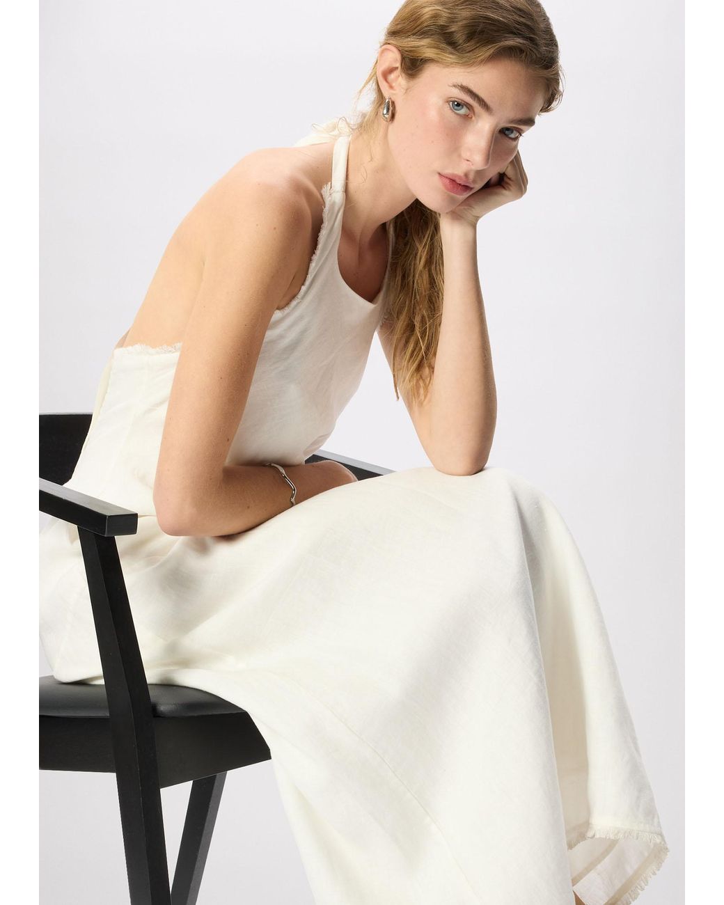 Whistles Green Linen Halter Neck Dress