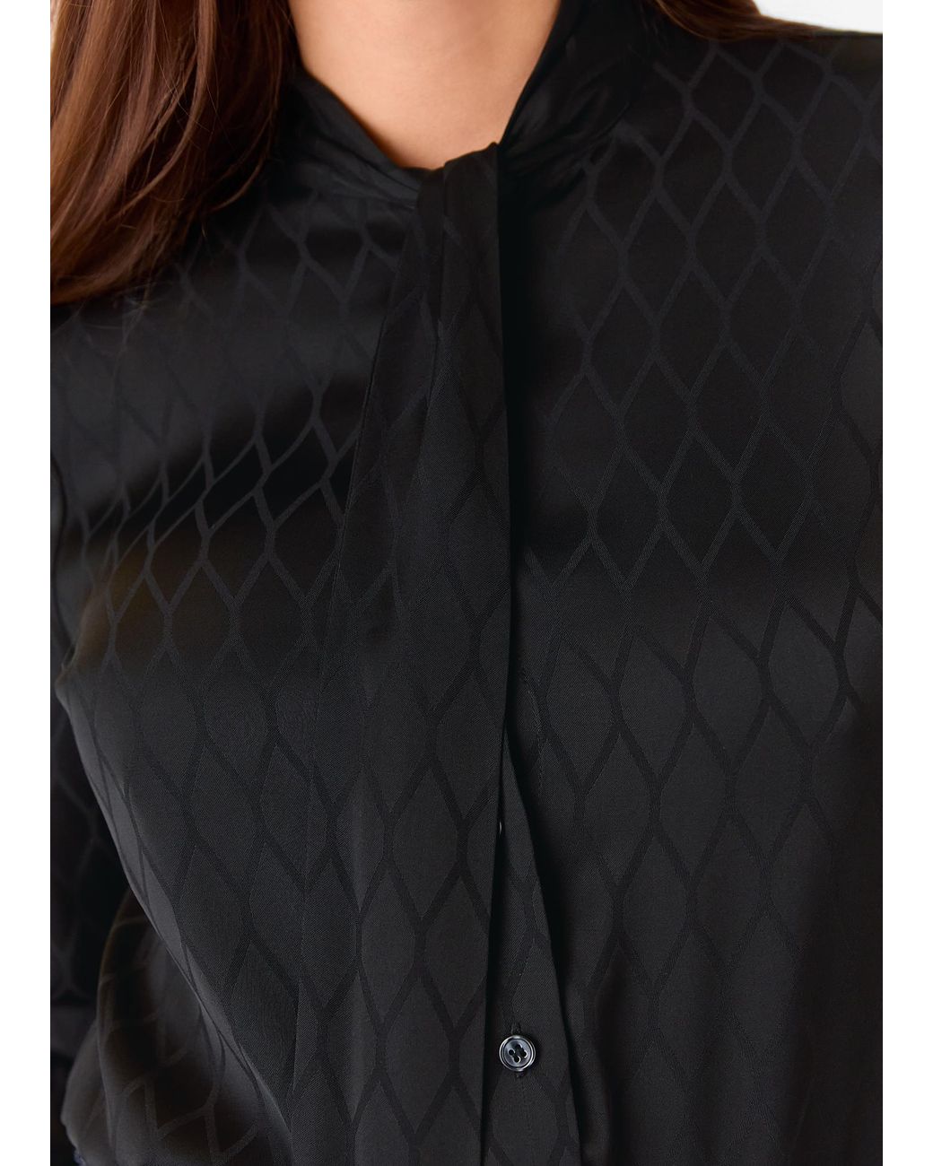Whistles Black Diamond Jacquard Scarf Blouse