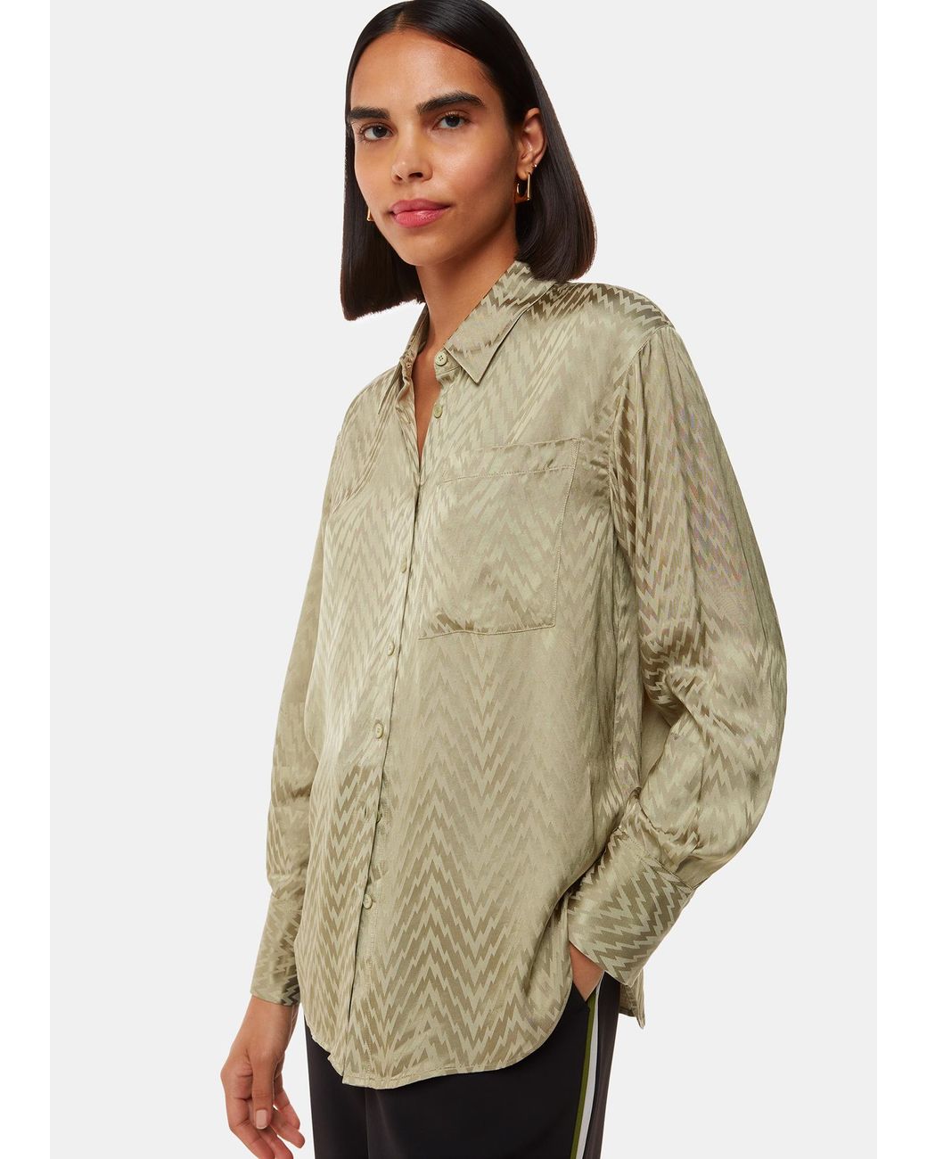 Whistles Natural Jacquard Zig Zag Print Shirt