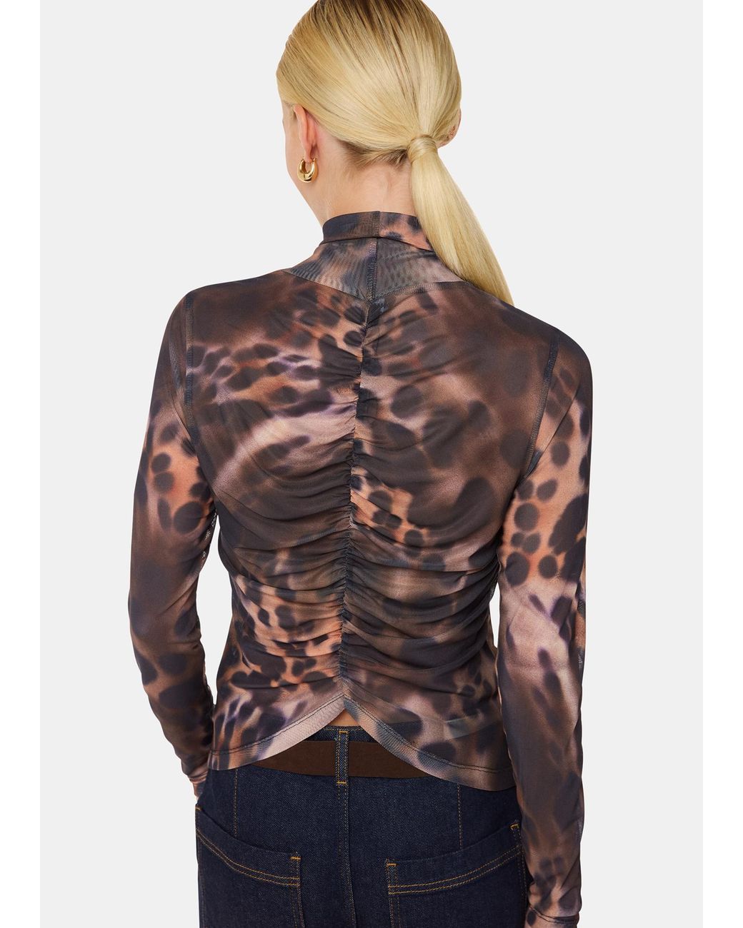 Whistles Multicolor Misty Leopard Mesh Top