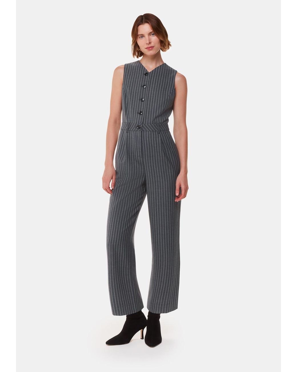 Whistles Blue Pinstripe Jumpsuit
