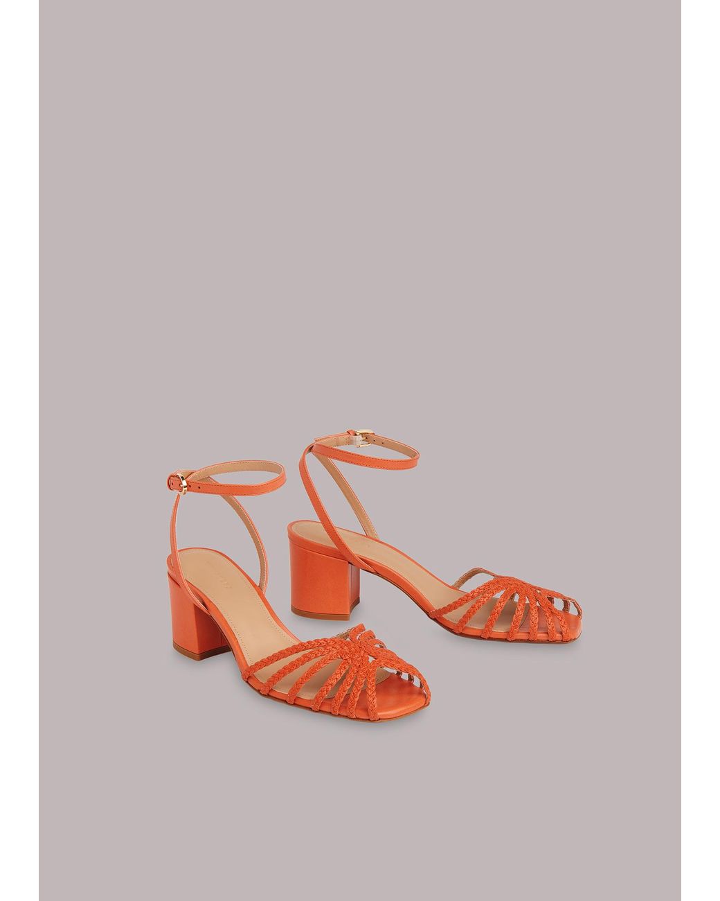 Whistles Pink Blakely Plaited Heel Sandal