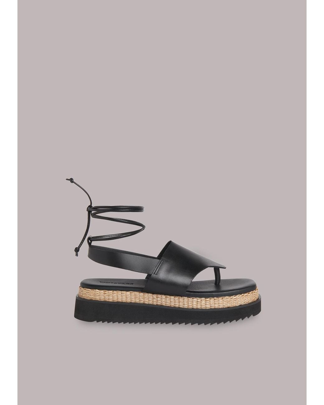 Whistles Gray Lia Raffia Platform Sandal
