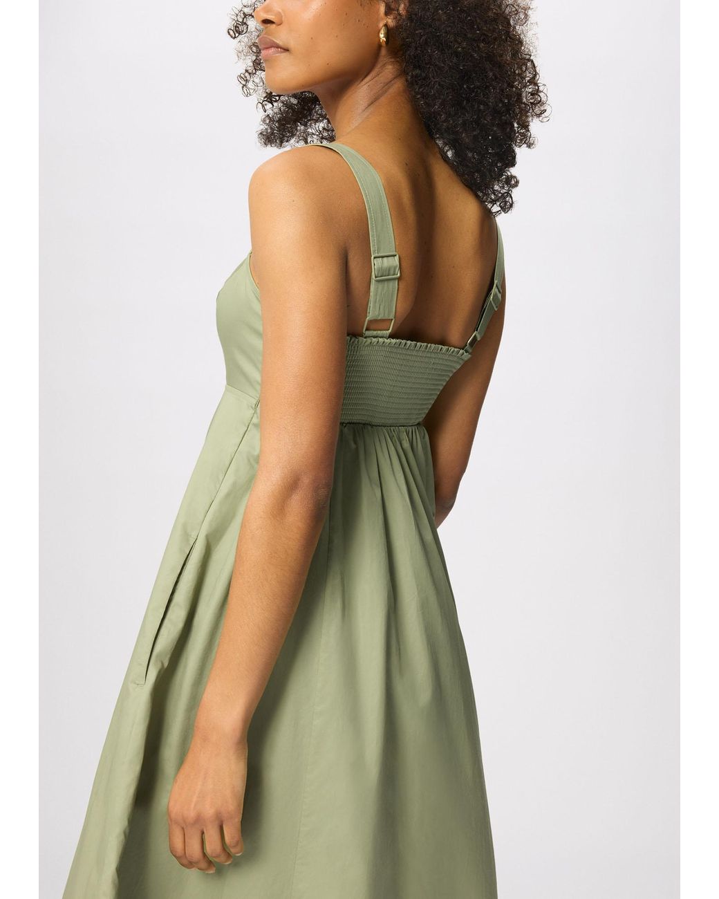 Whistles Green Cotton Midi Strappy Dress