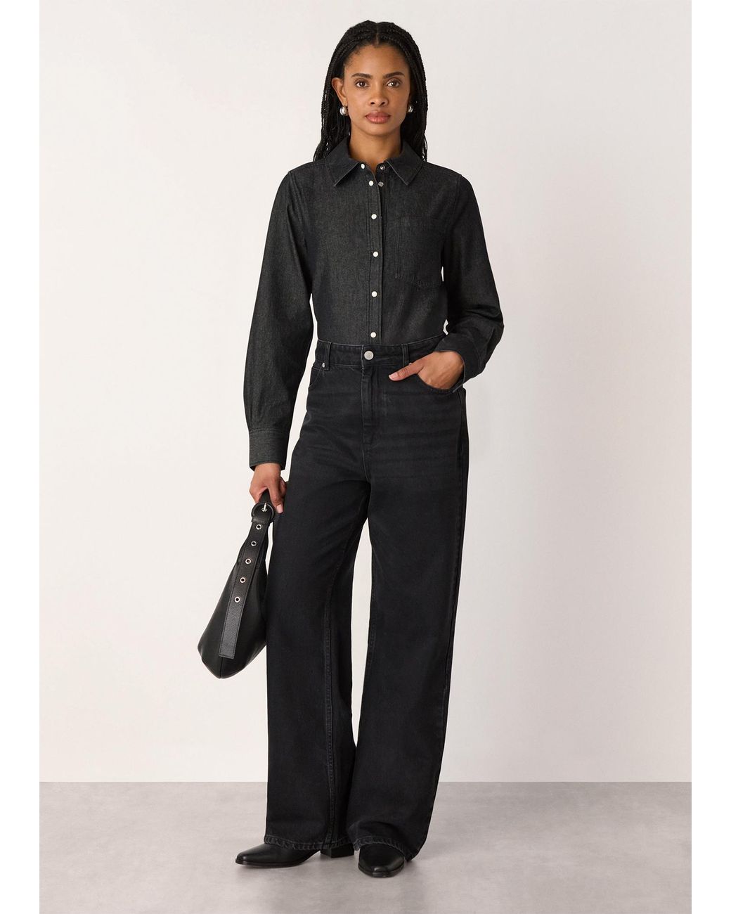 Whistles Black Pocket Detail Cotton Shirt