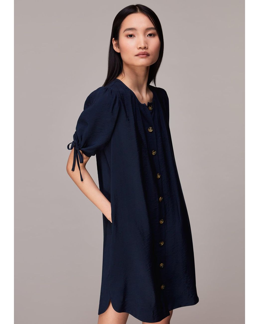Whistles Blue Frankie Button Through Dress