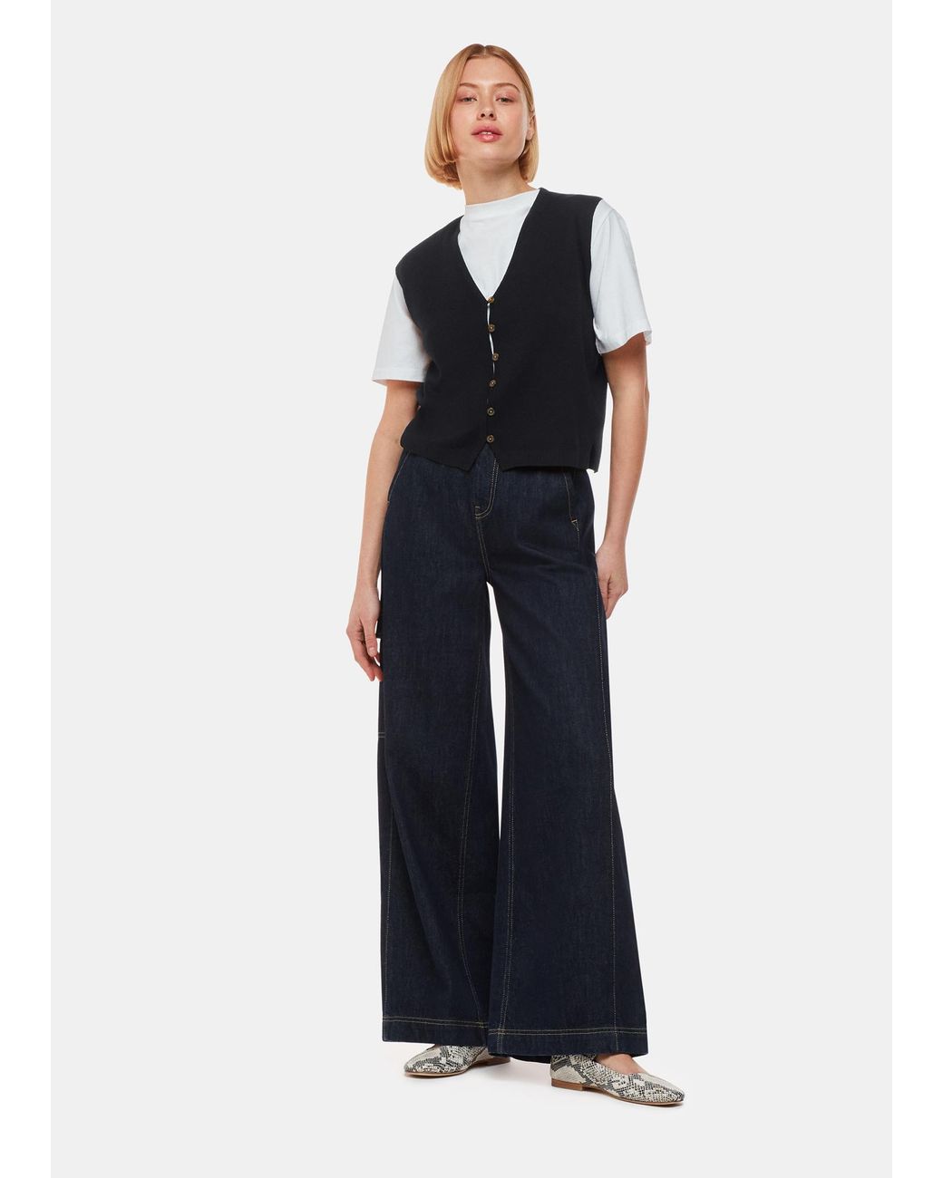 Whistles Black Bailey Button Through Tank