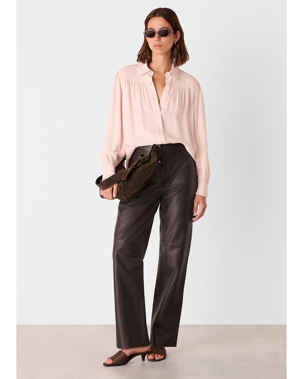 Whistles Pink Tie Detail Crepe Blouse