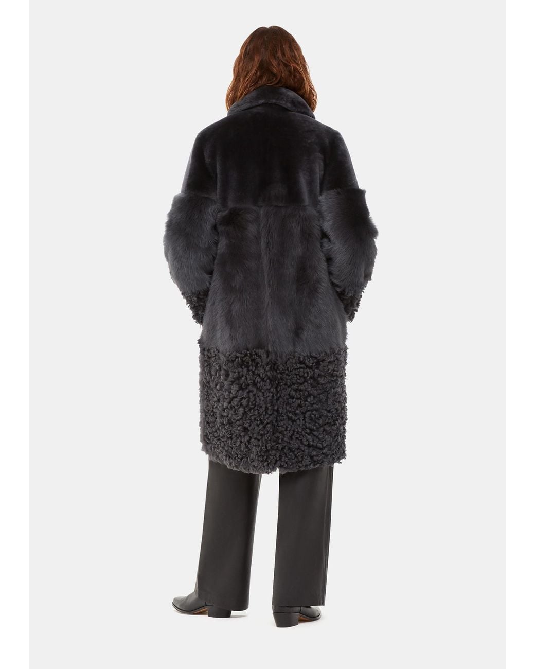Whistles Blue Cossma Shearling Longline Coat