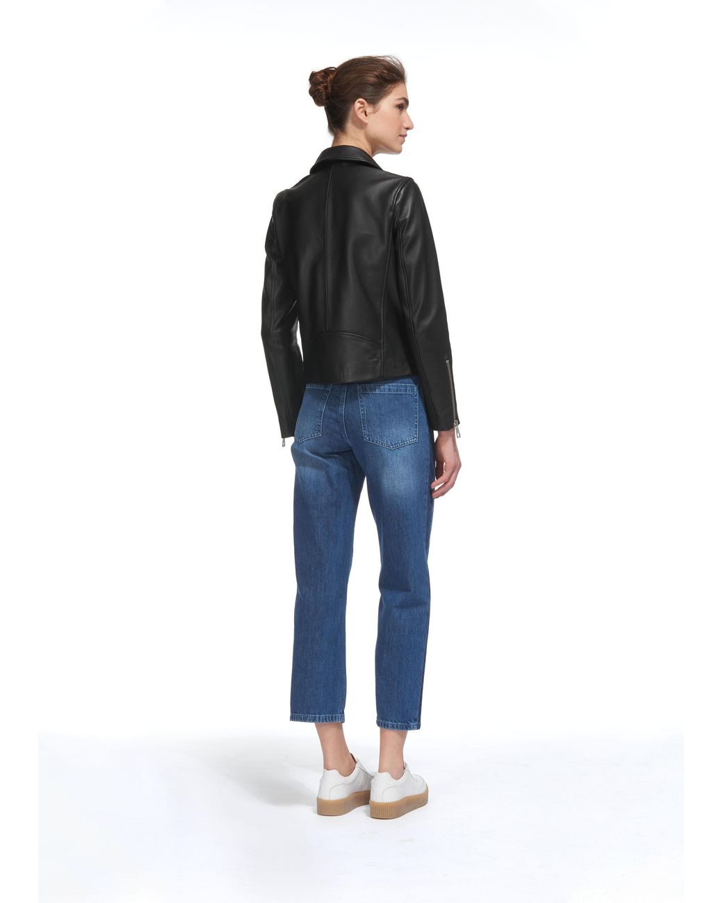 Whistles Blue Agnes Leather Biker