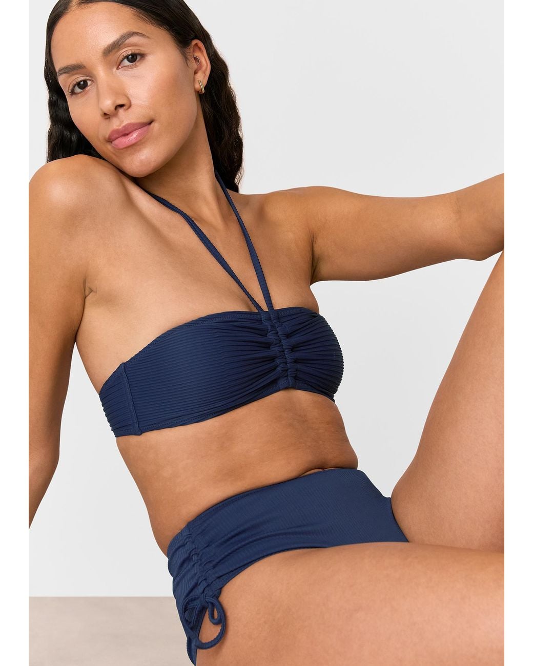 Whistles Blue Mixed Rib Bikini Bottom
