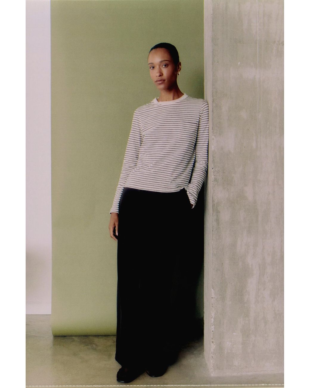 Whistles Multicolor Stripe Crew Neck Pocket Top