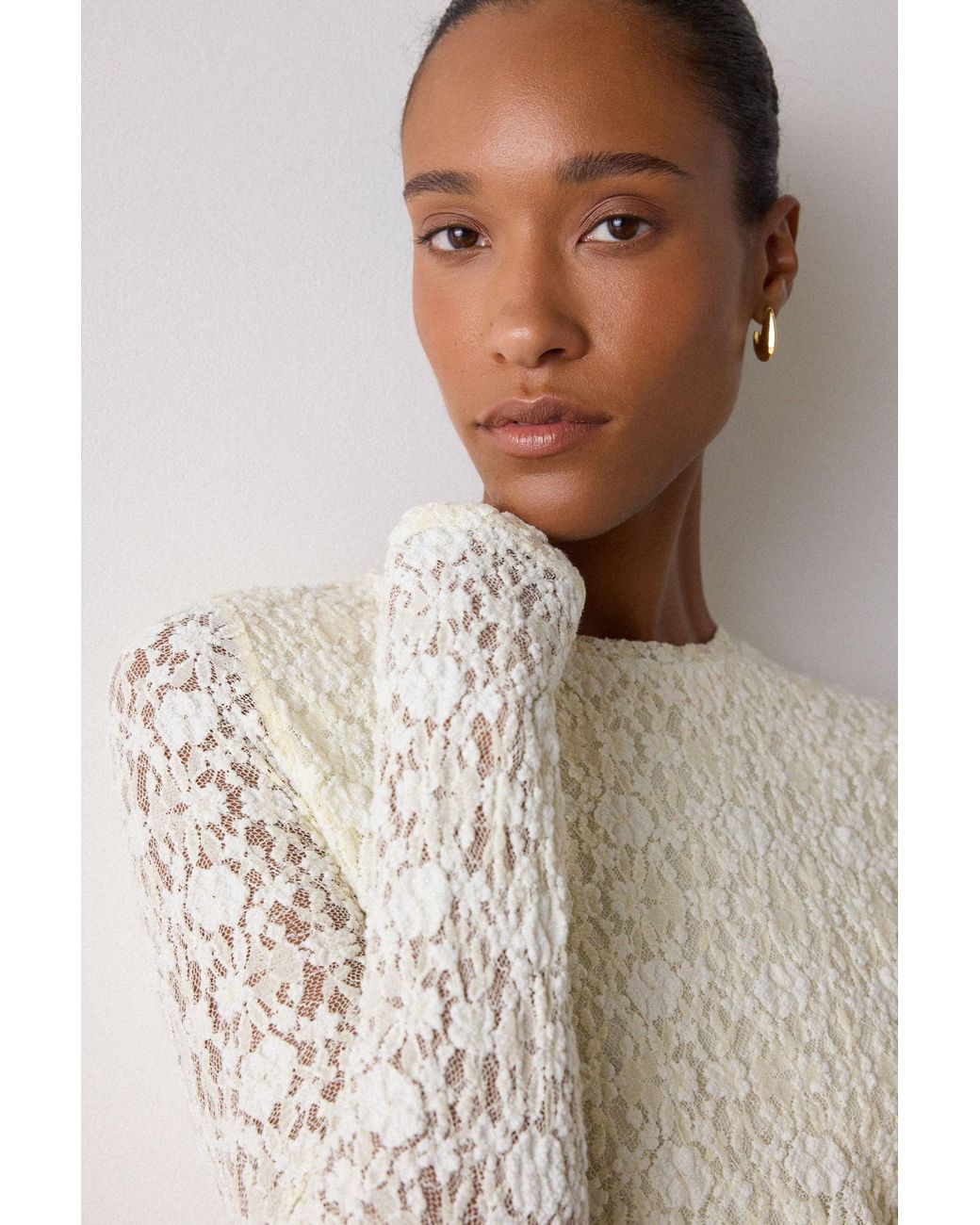Whistles Blue Lace Detail Jersey Top