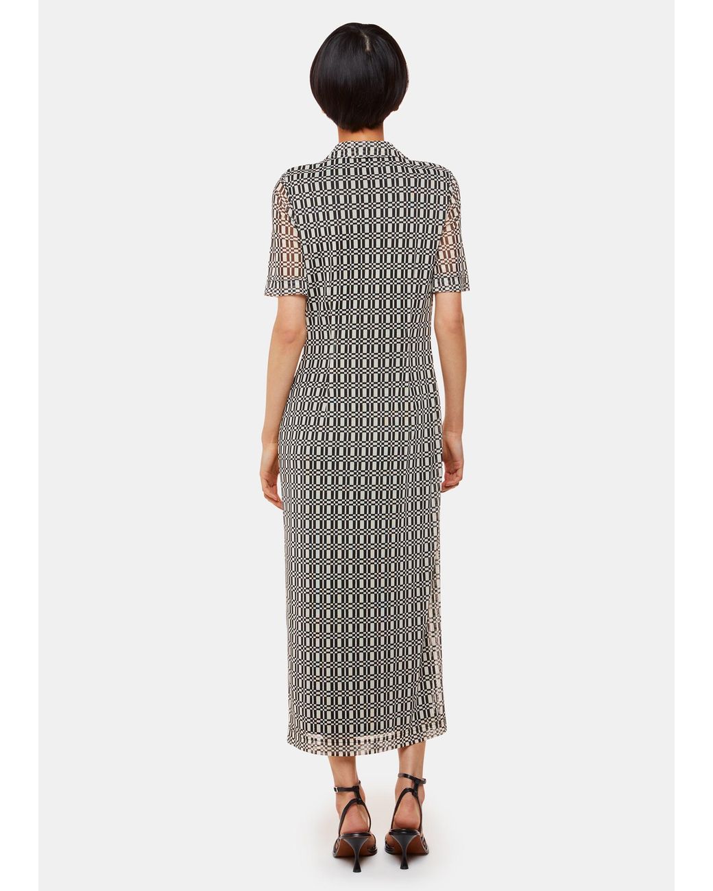Whistles White Link Check Mesh Shirt Dress