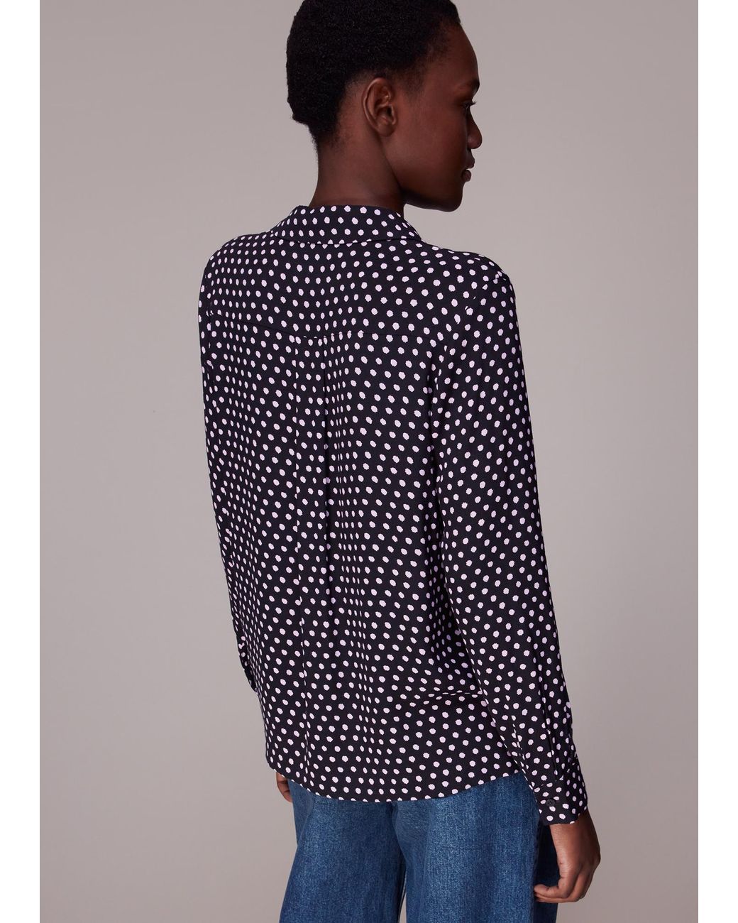 Whistles Blue Dotted Spot Print Shirt
