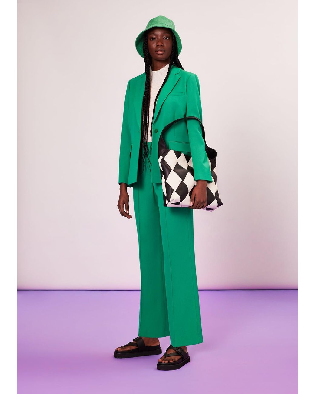 Whistles Green Flora Slim Tailored Pant