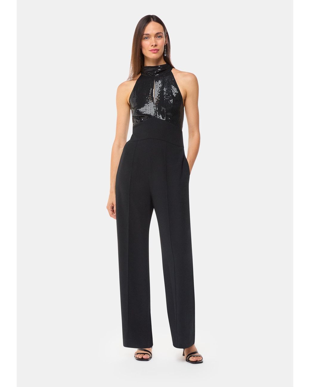 Whistles Black Glamorous Sequin Bodice Jumpsuit
