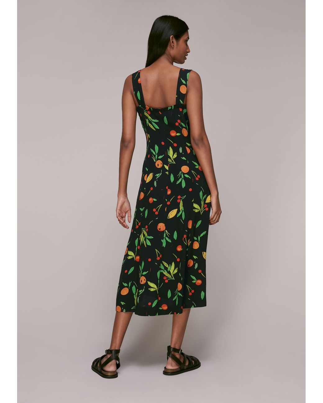 Whistles Multicolor Fruit Print Frill Dress