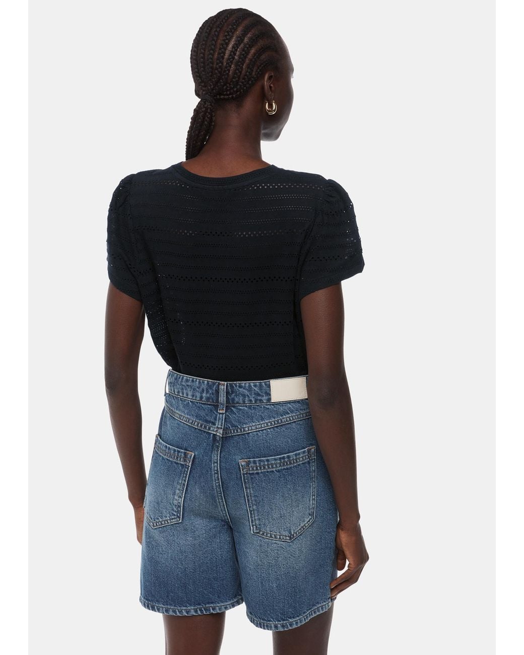 Whistles Black Broderie Top