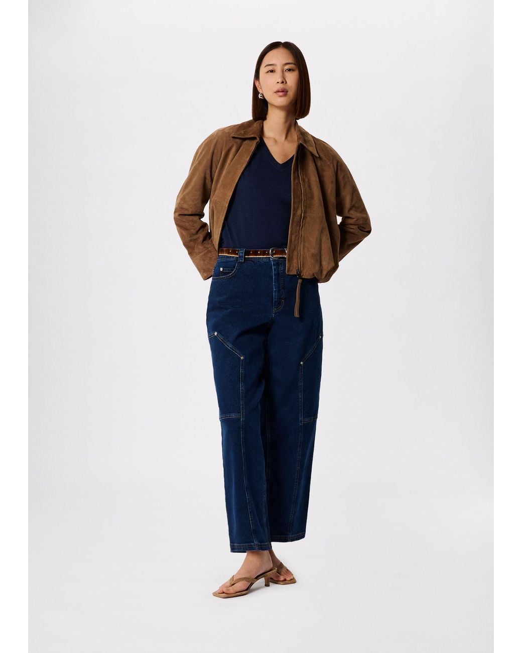 Whistles Blue Willa V-neck Cap Sleeve Tee