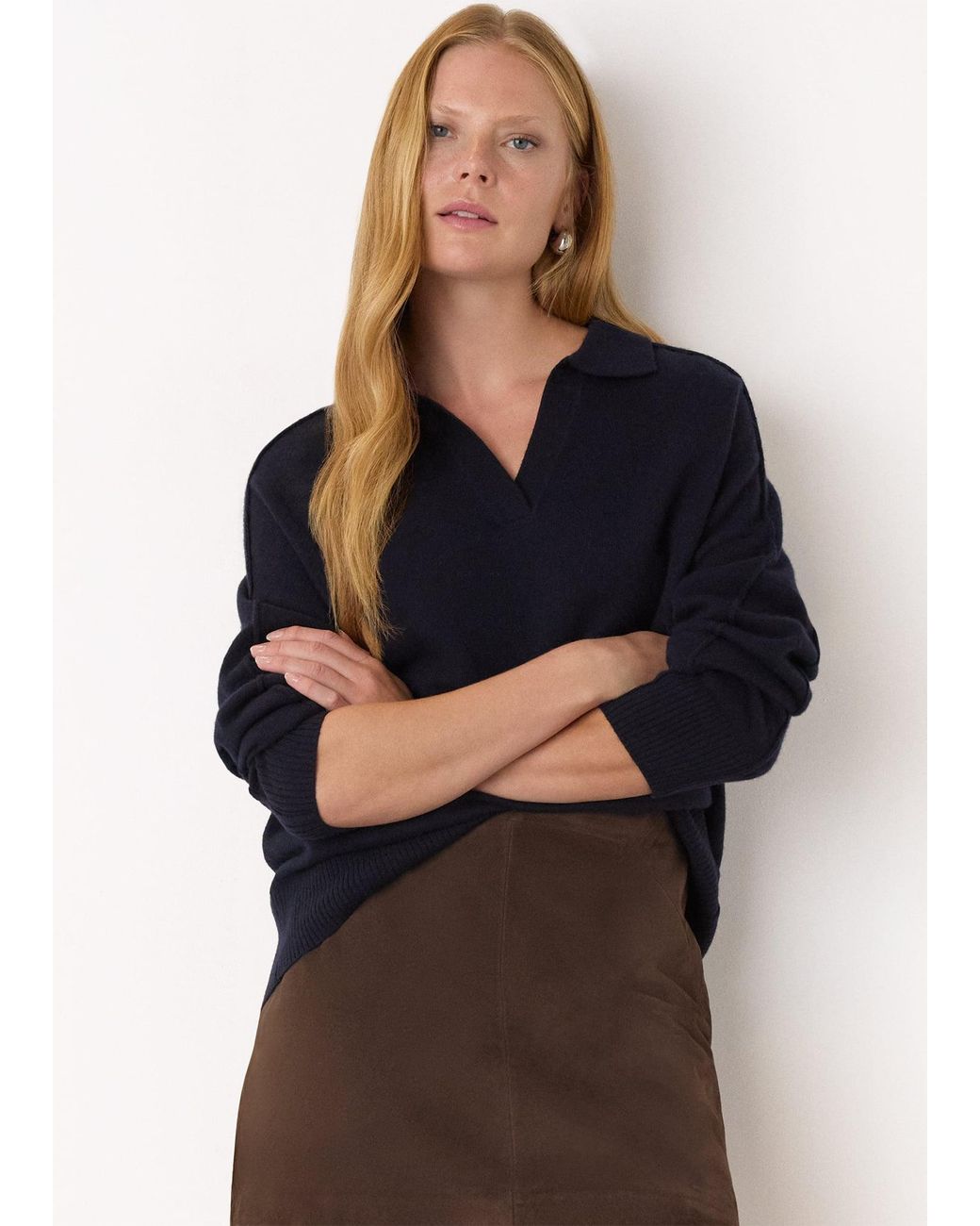 Whistles Black Wool Collar Neck Knit