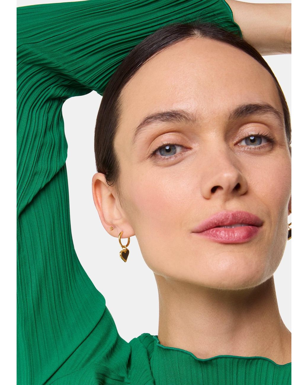 Whistles Green Enamel Heart Huggie Earring