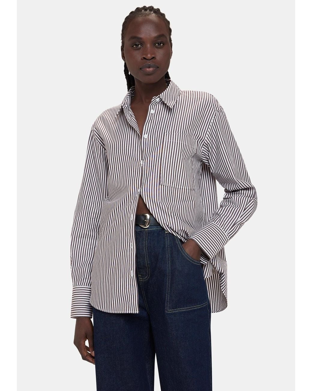 Whistles Blue Stripe Relaxed Fit Shirt