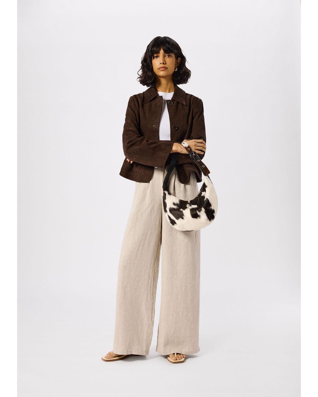 Whistles Natural Wide Leg Linen Trouser