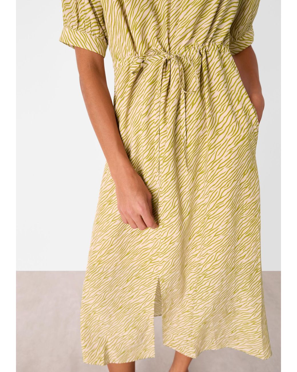 Whistles Natural Tiger Flame Midi Dress