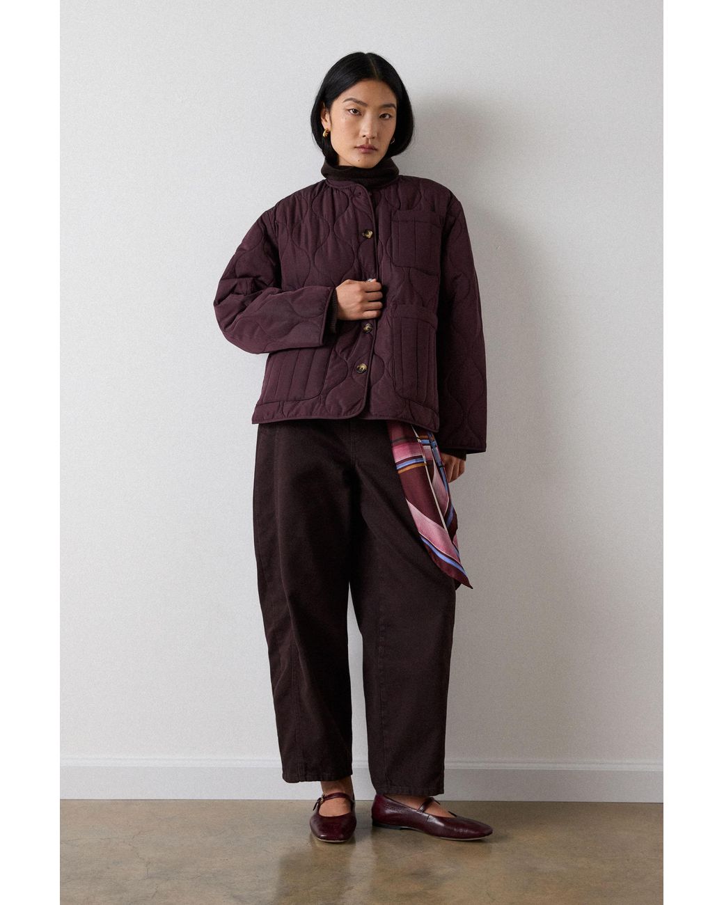 Whistles Red Button Through Quilted Coat