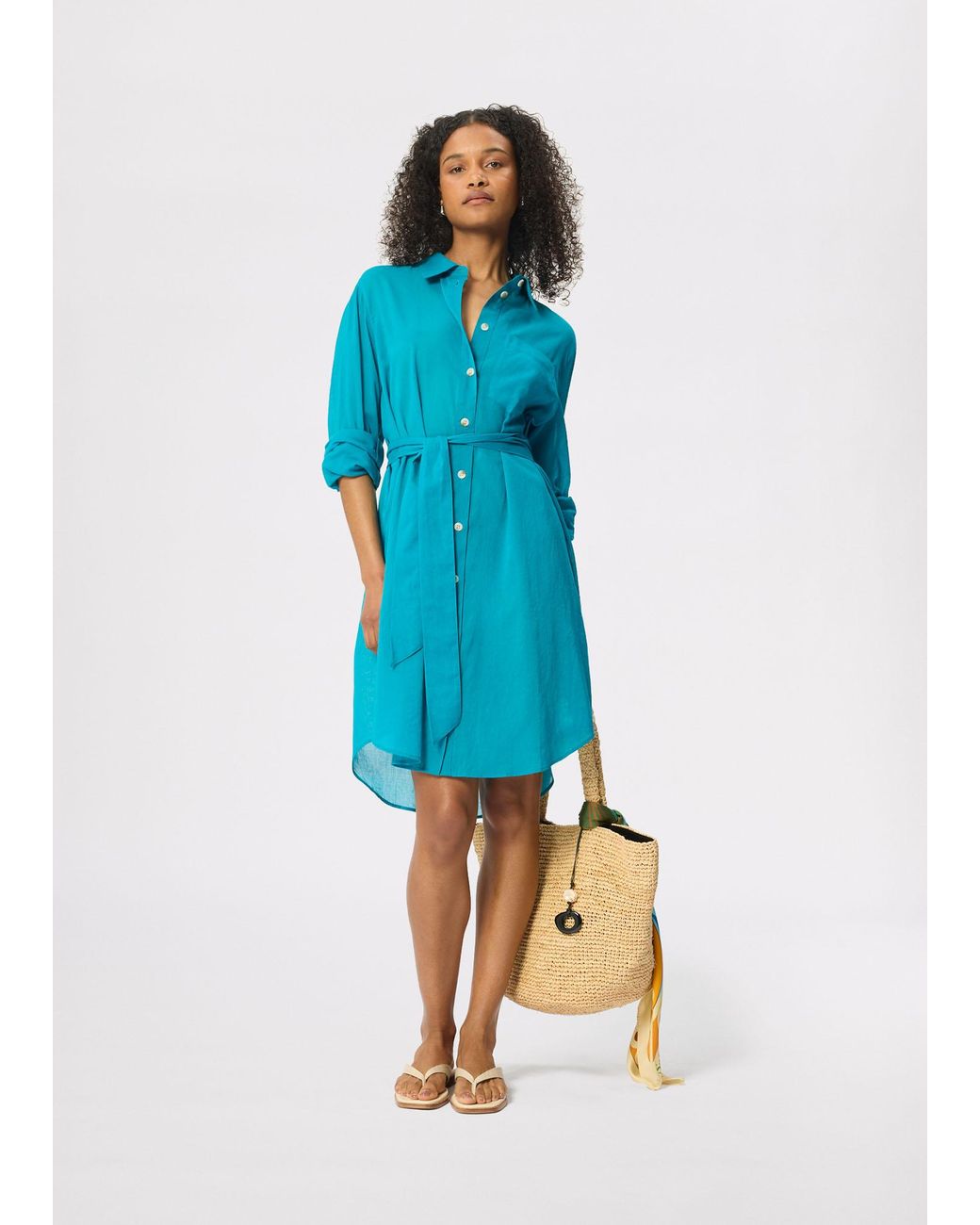 Whistles Blue Tie Front Beach Dress