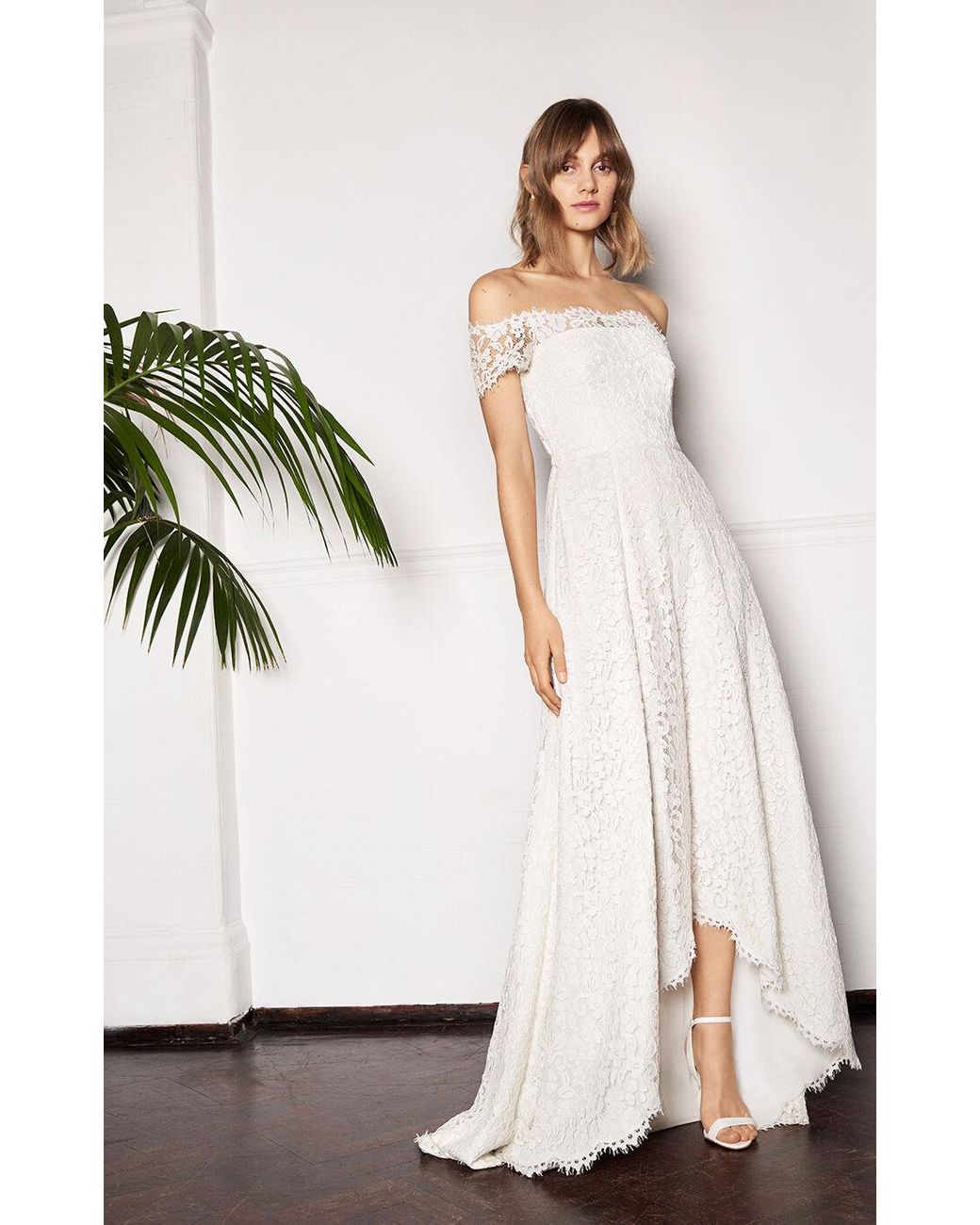 Whistles Lace Rose Wedding Dress In White Lyst