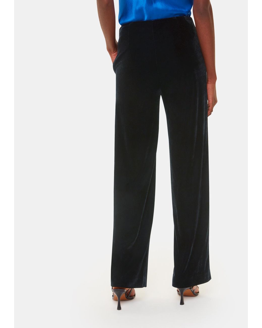 Whistles Blue Velvet Full Length Trouser