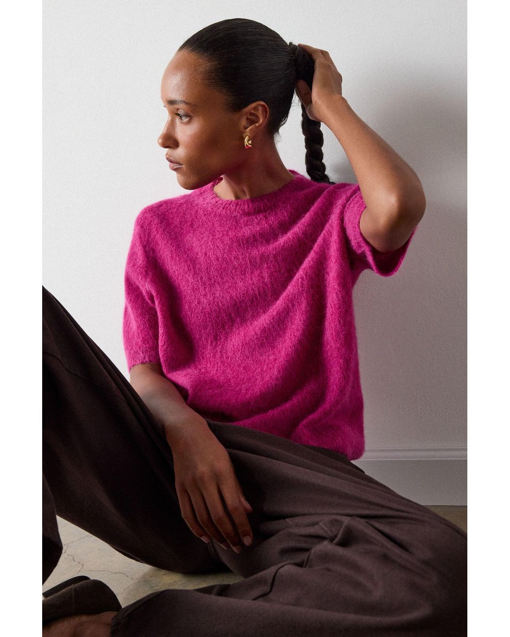 Whistles Pink Alpaca Mix Knitted Tee