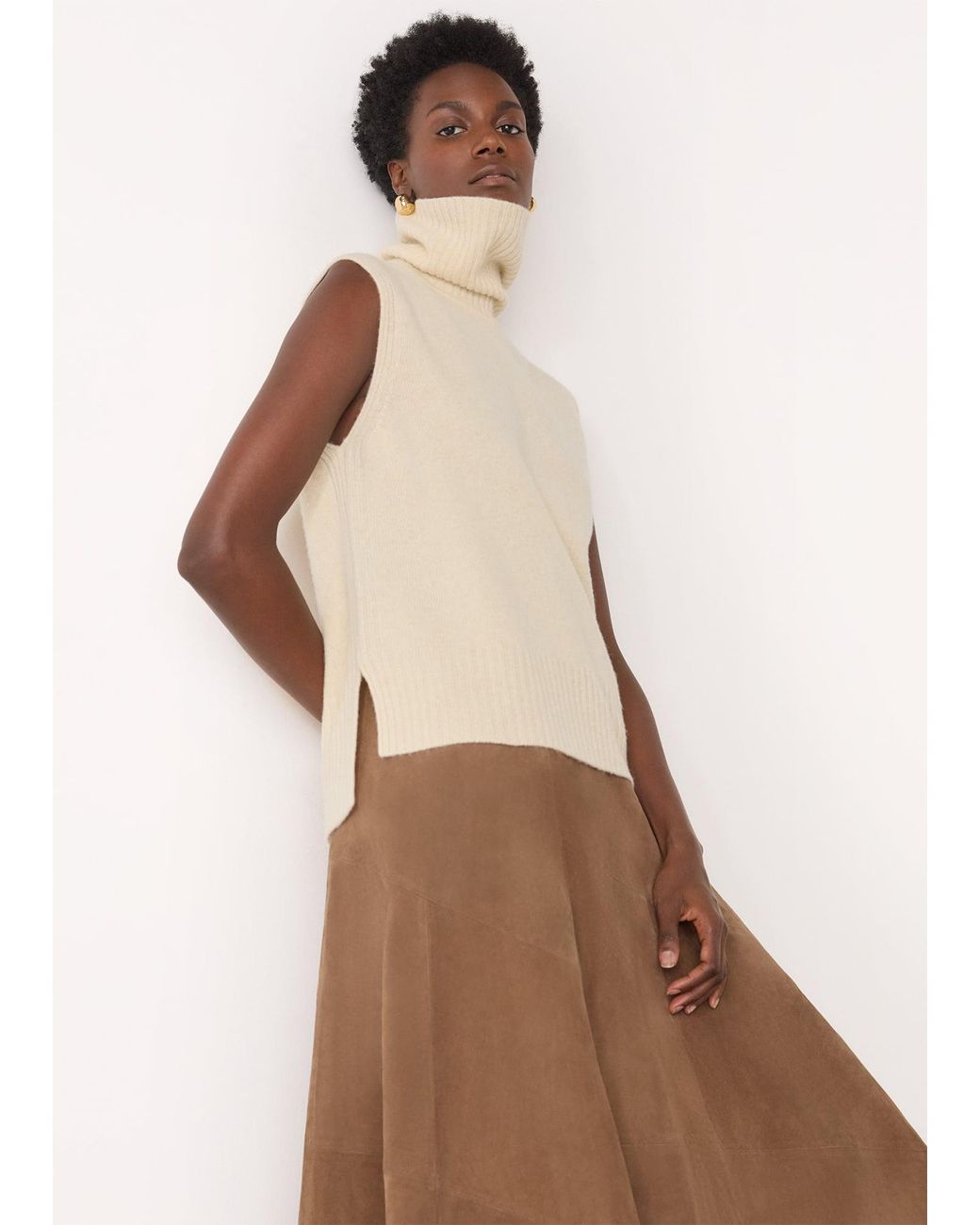 Whistles Natural Roll Neck Detail Tank