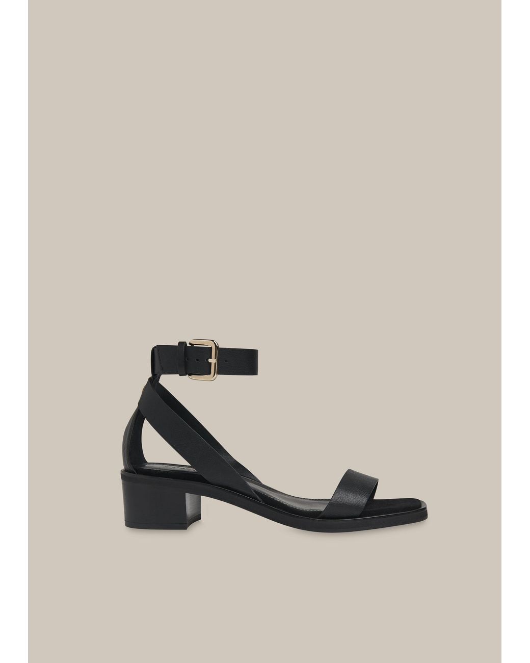 Whistles Natural Campbell Mid Block Sandal
