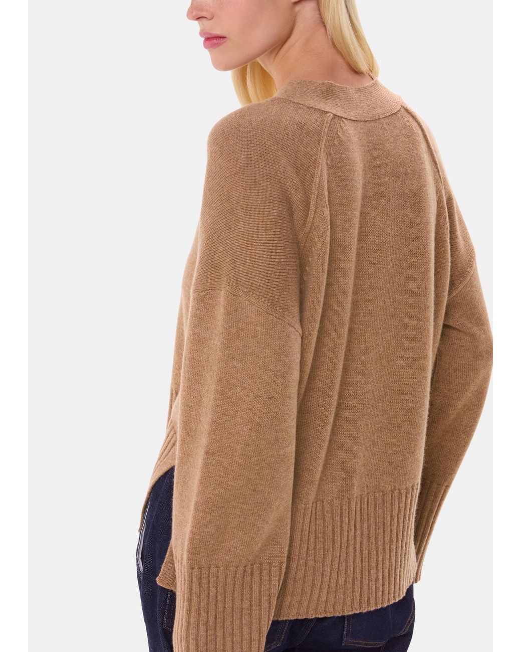 Whistles Blue Cashmere Blend Ribbed Cardigan