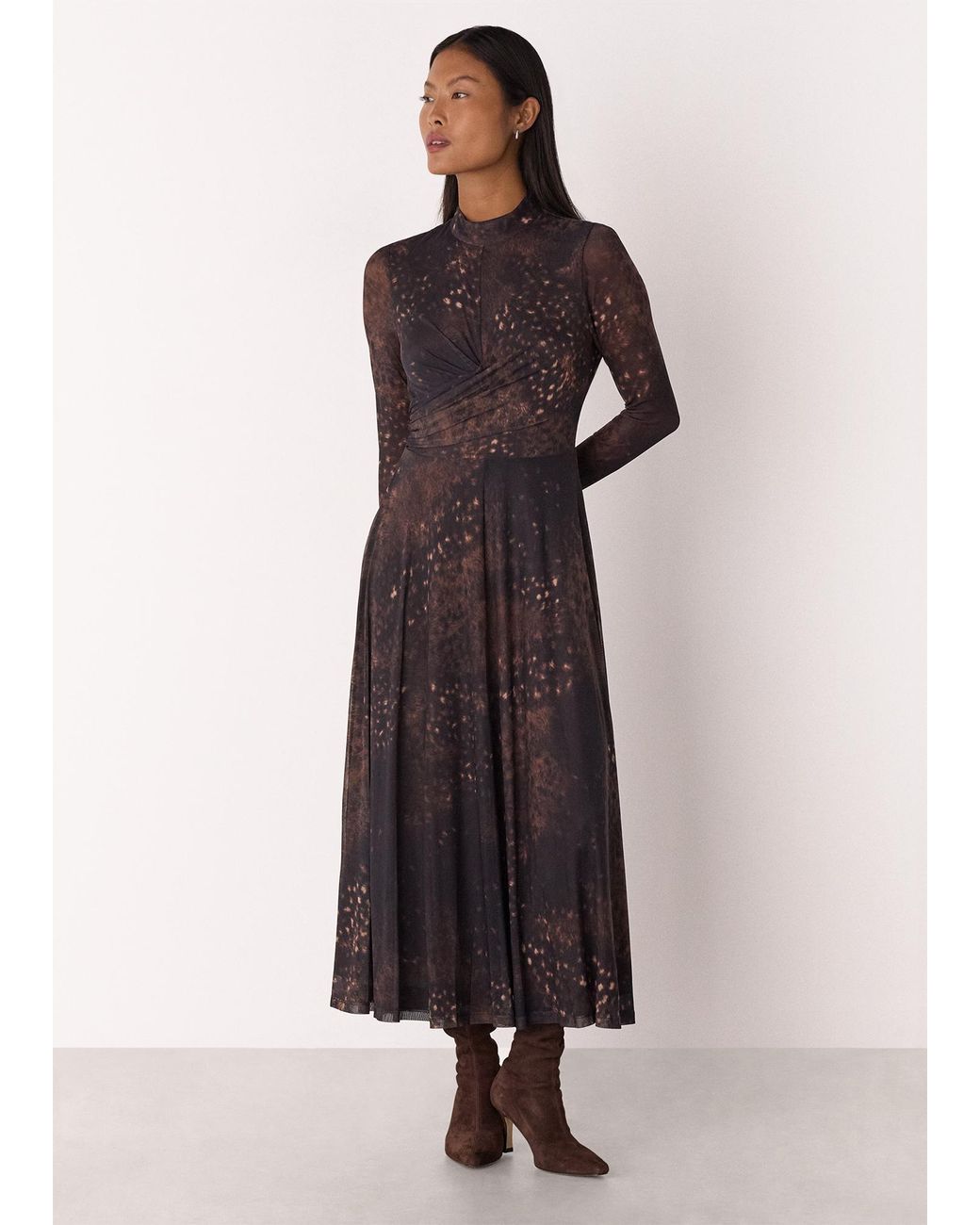 Whistles Blue Petite Spotted Animal Mesh Dress