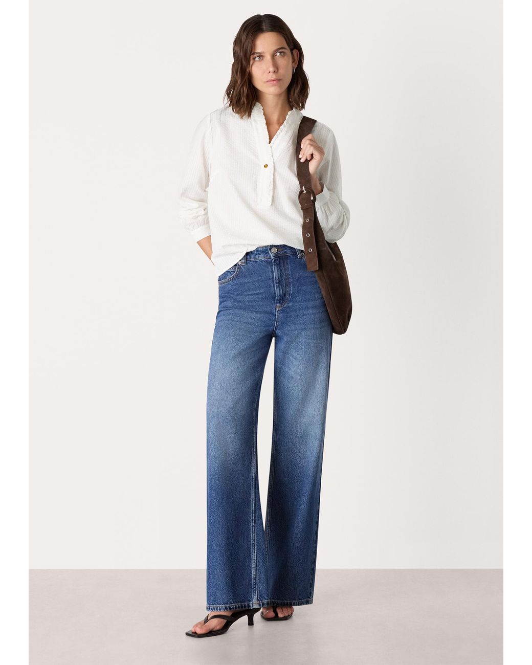 Whistles White Textured Frill Shirt