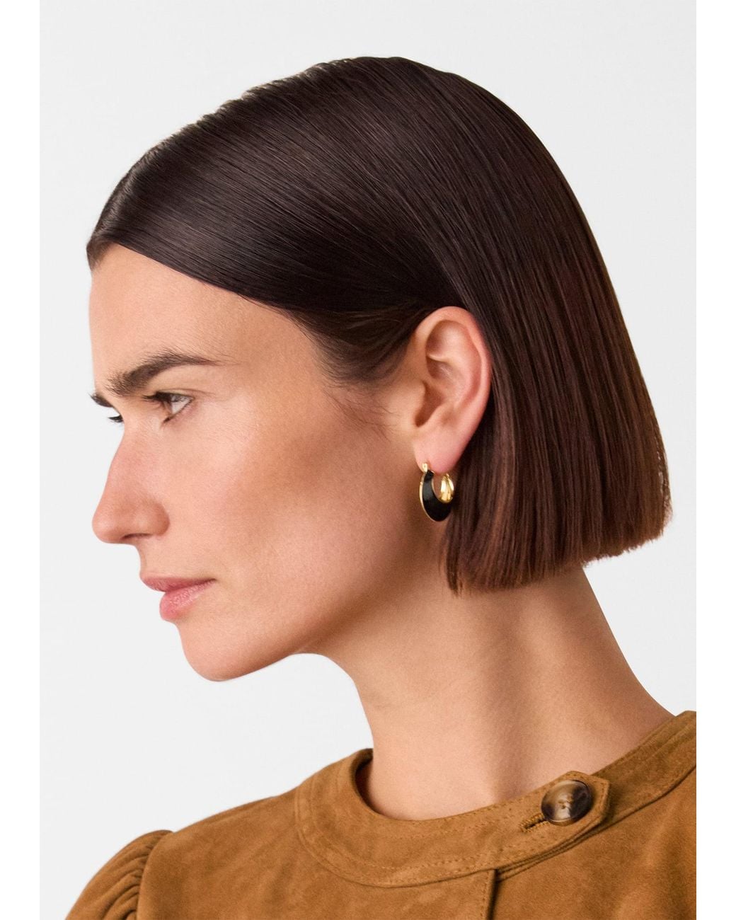 Whistles Black Enamel Curved Earring