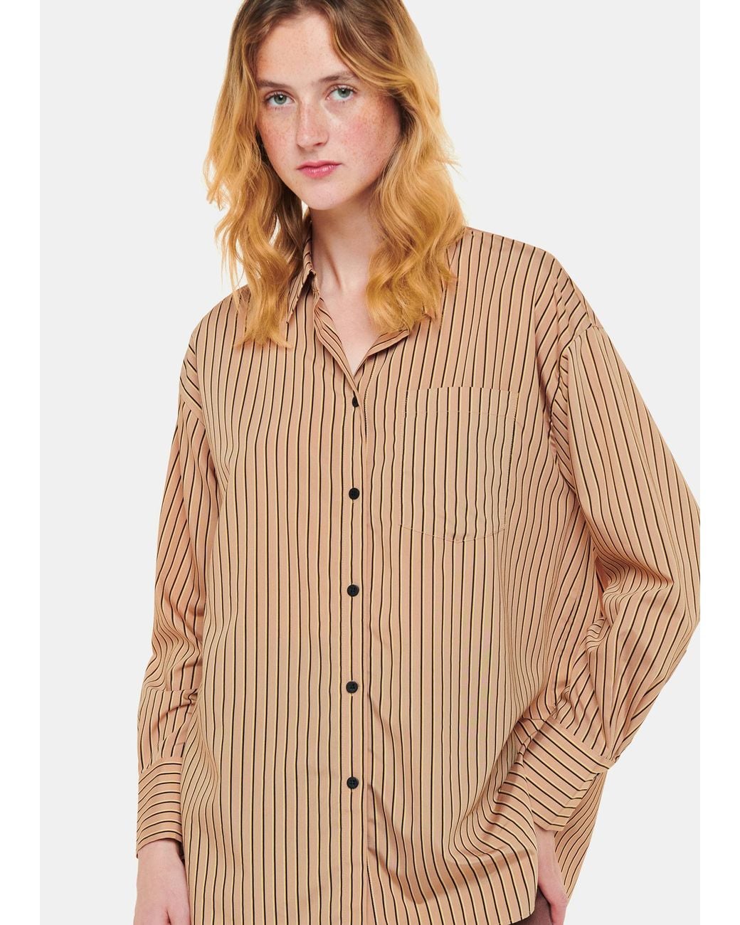 Whistles Natural Stripe Oversized Shirt