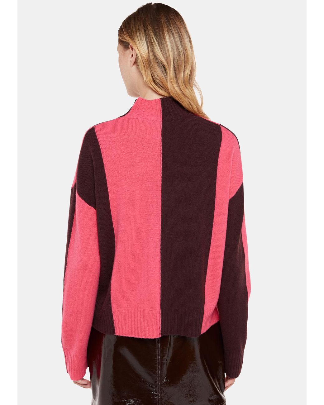 Whistles Red Vertical Stripe Funnel Neck