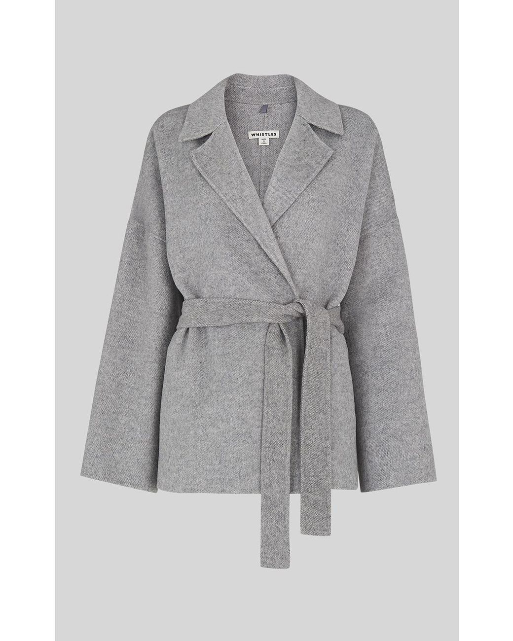 Whistles Wool Belted Short Wrap Coat in 