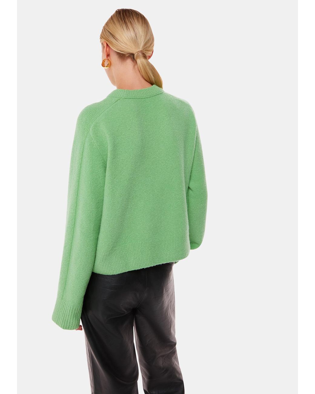 Whistles Green Cocooning Pastel Wool Crew Neck